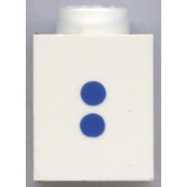 white brick 1 x 1 with blue colon : pattern bold font