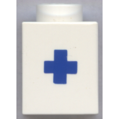 white brick 1 x 1 with blue plus sign pattern bold font