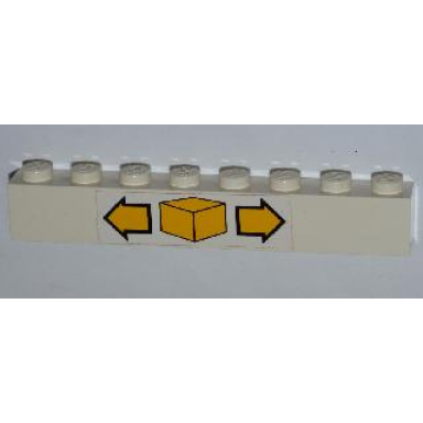 white brick 1 x 8 with small box and arrows pattern on both sides stickers - set 6391