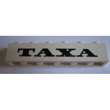 white brick 1 x 6 with black taxa pattern