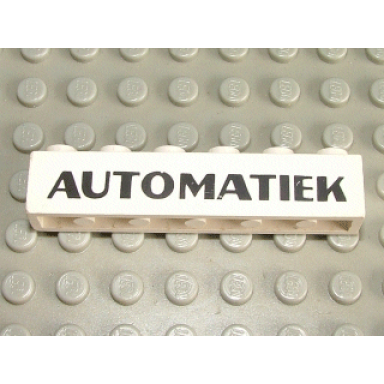 white brick 1 x 6 with black automatiek pattern