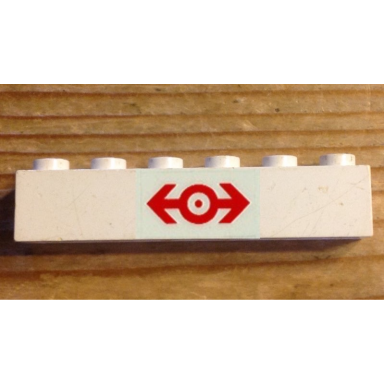 white brick 1 x 6 with train logo red pattern sticker - set 4563