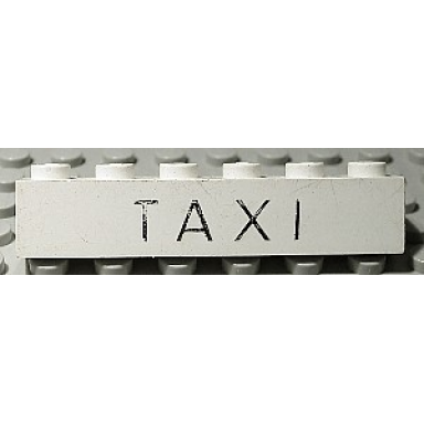 white brick 1 x 6 with black taxi thin pattern