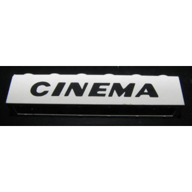 white brick 1 x 6 with black cinema slanted thick pattern