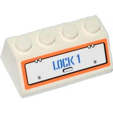 white slope 45 2 x 4 with hatch and lock 1 pattern sticker - set 60015