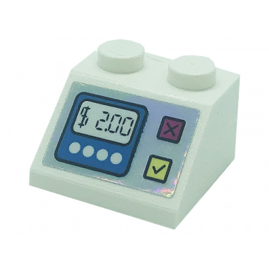white slope 45 2 x 2 with cash register $ 2.00 and buttons pattern sticker - set 41366