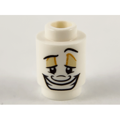 white brick round 1 x 1 with face male smile and left eyebrow raised pattern lumiã¨re