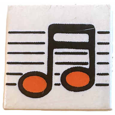 white tile 2 x 2 with black orange music note pattern