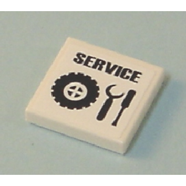 white tile 2 x 2 with service and tire and tools pattern sticker - set 7642