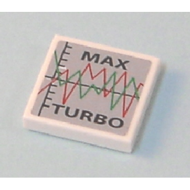 white tile 2 x 2 with graph and max turbo pattern sticker - set 7642