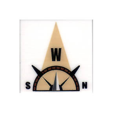 white tile 2 x 2 with compass west w in tan pointer pattern