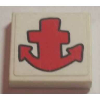 white tile 2 x 2 with red anchor pattern sticker - set 3832