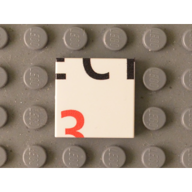 white tile 2 x 2 with black ech lower half and red 3 upper half pattern