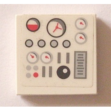 white tile 2 x 2 with gauges and buttons on transparent background pattern sticker - set 5972