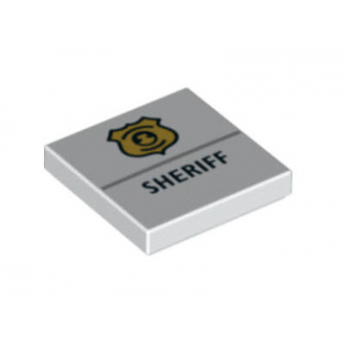 white tile 2 x 2 with gold police badge and black sheriff pattern