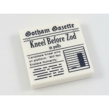 white tile 2 x 2 with newspaper gotham gazette kneel before zod in polls pattern