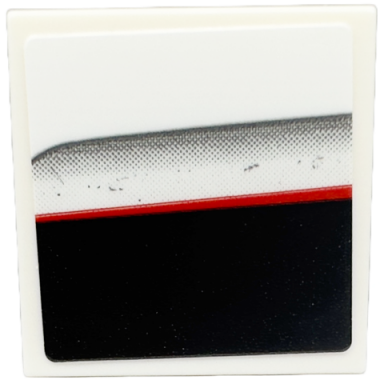 white tile 2 x 2 with black stripe red line and silver edge pattern model right side sticker - set 76916