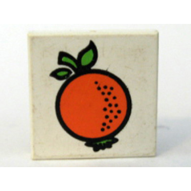 white tile 2 x 2 with fabuland orange pattern