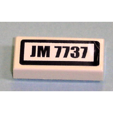 white tile 1 x 2 with jm 7737 pattern sticker - set 7737