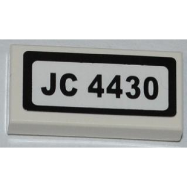 white tile 1 x 2 with jc 4430 pattern sticker - set 4430