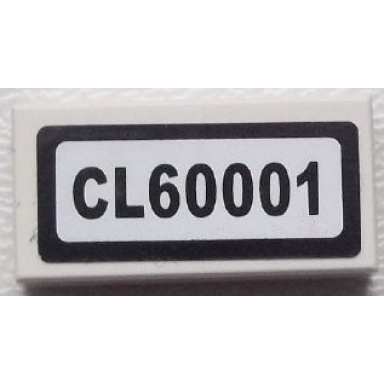 white tile 1 x 2 with cl60001 pattern sticker - set 60001