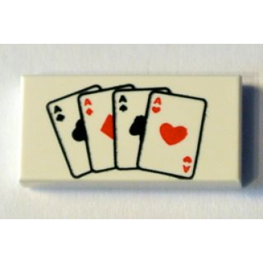white tile 1 x 2 with playing cards four aces pattern