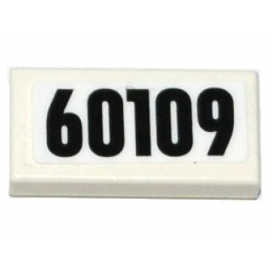 white tile 1 x 2 with black 60109 pattern sticker - set 60109