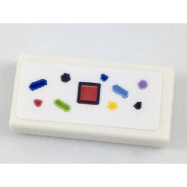 white tile 1 x 2 with lego store shopping bag with bricks pattern sticker - set 40178