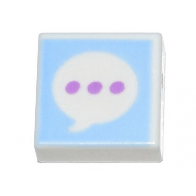 white tile 1 x 1 with medium lavender ellipsis in speech bubble on bright light blue background pattern