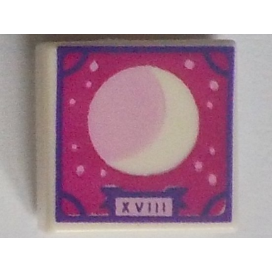 white tile 1 x 1 with crescent moon roman numerals xviii and scrapbook frame on magenta background pattern