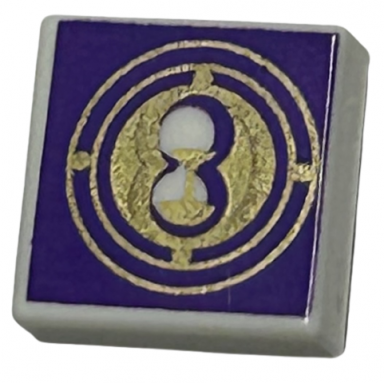 white tile 1 x 1 with gold hourglass and circles on dark purple background pattern hp time turner