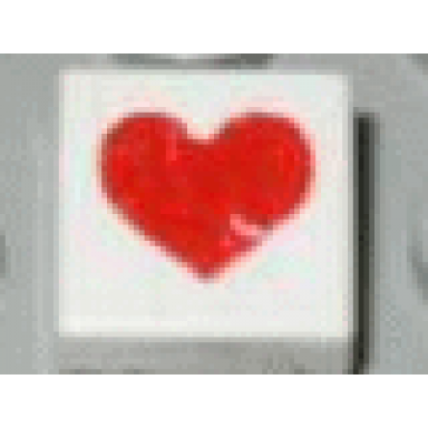 white tile 1 x 1 with red heart pattern