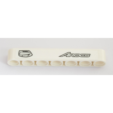 white technic liftarm thick 1 x 7 with silver arocs and silver handle pattern model right side sticker - set 42043