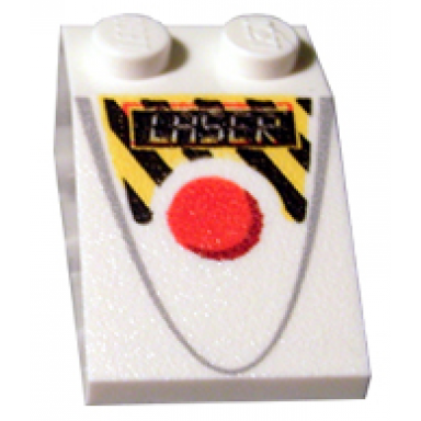 white slope 33 3 x 2 with red circle danger stripes and laser pattern