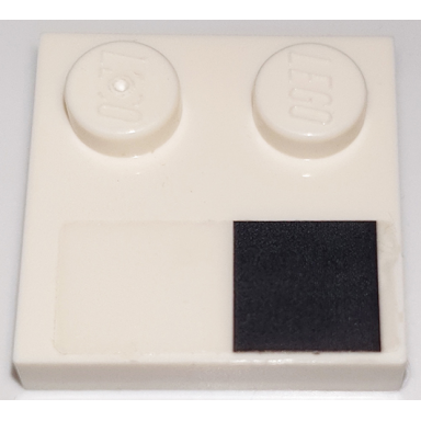 white tile modified 2 x 2 with studs on edge with black square pattern model left side sticker - set 76908
