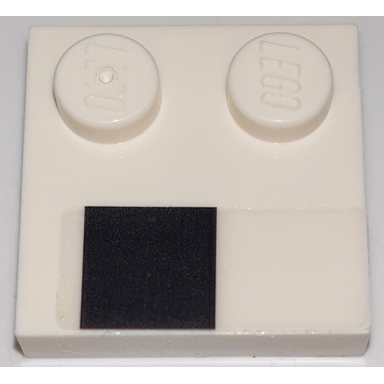 white tile modified 2 x 2 with studs on edge with black square pattern model right side sticker - set 76908