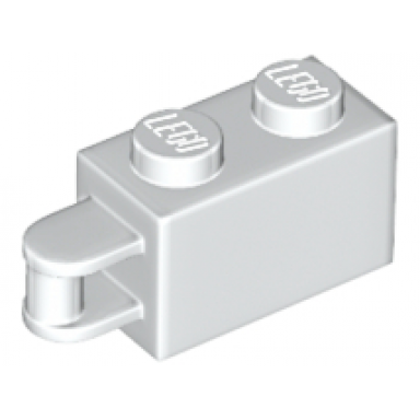 white brick modified 1 x 2 with bar handle on end - bar flush with edge