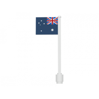 white flag on flagpole straight with australia pattern stickers