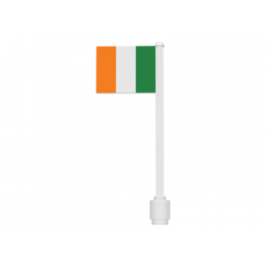 white flag on flagpole straight with ireland pattern stickers