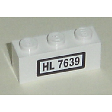 white brick 1 x 3 with hl 7639 pattern sticker - set 7639