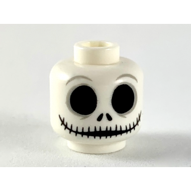 white minifigure head skull large black eyes nostrils and very wide mouth pattern