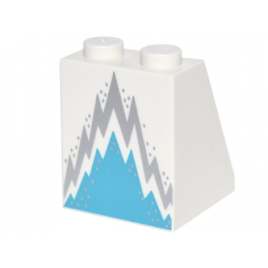 white slope 65 2 x 2 x 2 with bottom tube with minifigure dress skirt robe dark azure and silver jagged lines pattern ice queen