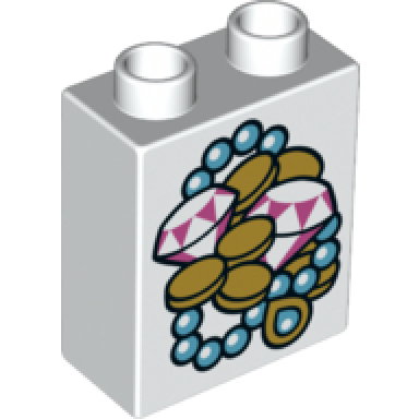 white duplo brick 1 x 2 x 2 with diamonds pattern