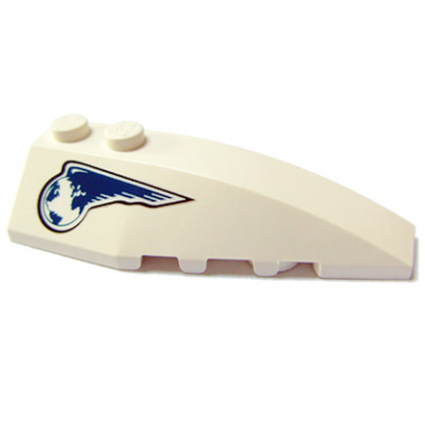 white wedge 6 x 2 right with winged globe pattern sticker - set 7628