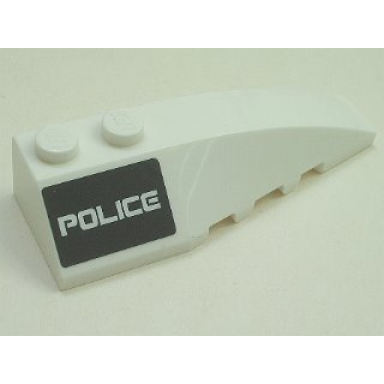white wedge 6 x 2 right with police on black background pattern sticker - set 5980