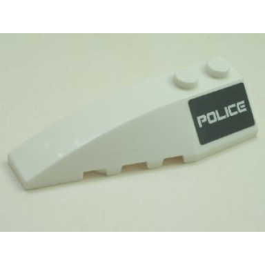 white wedge 6 x 2 left with police on black background pattern sticker - set 5980