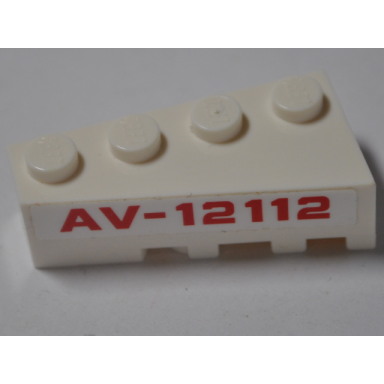 white wedge 4 x 2 left with red av-12112 pattern sticker - set 76049