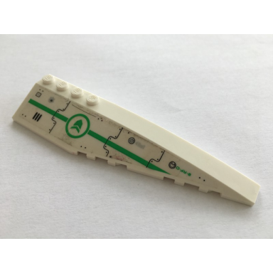 white wedge 12 x 3 right with vent bright green stripe and arrows pattern sticker - set 70704