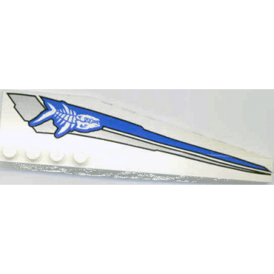 white wedge 12 x 3 left with shark skeleton and blue silver stripes pattern