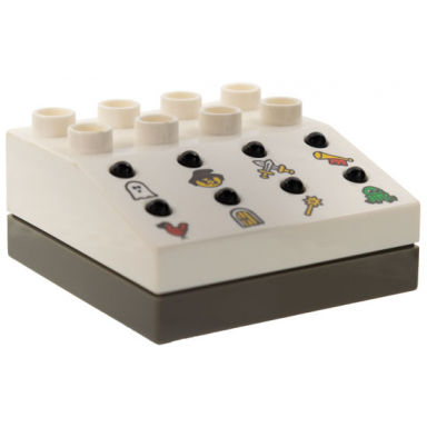 white duplo sound effects brick 4 x 4 with dark gray base and castle sounds